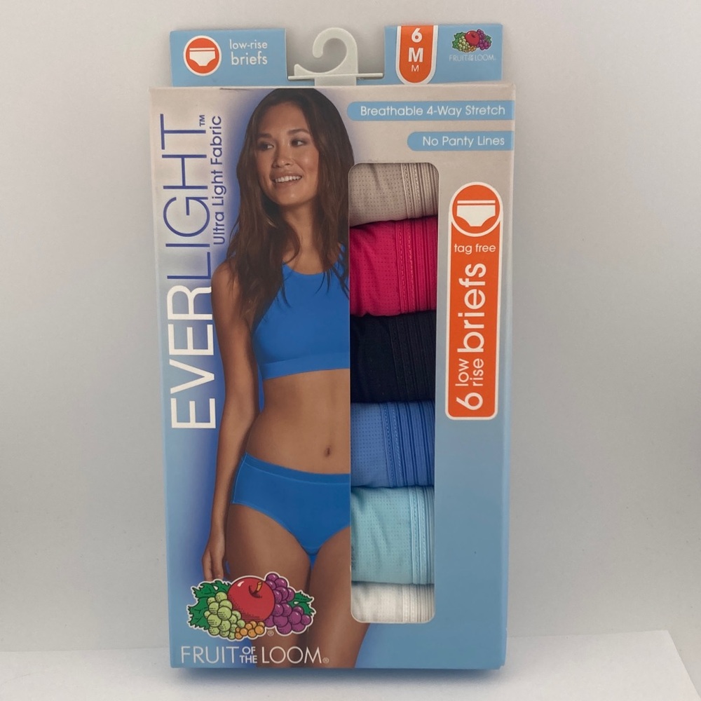 Fruit of the Loom Ever Light Low Rise Briefs Size 6 Medium Underwear Panties